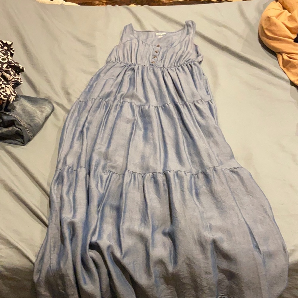 Long blue denim dress